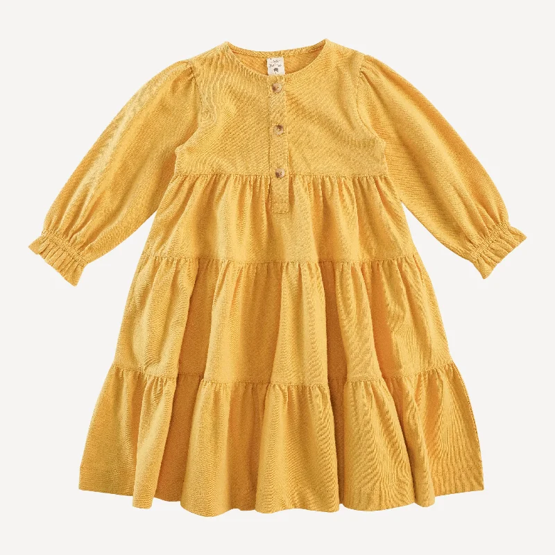 long sleeve prairie dress | golden | organic cotton jersey