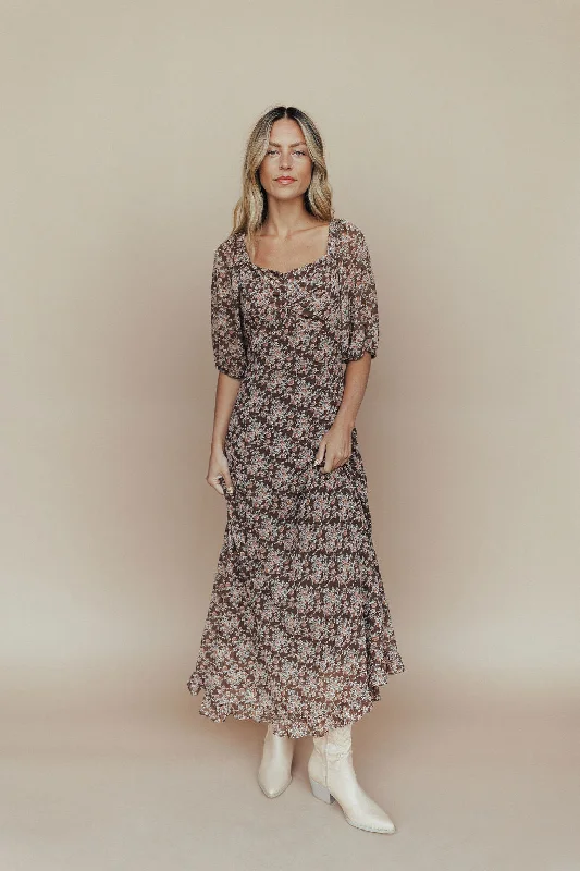 Audrey Floral Maxi in Chocolate