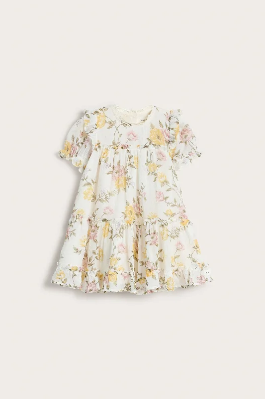 Baby white floral chiffon dress