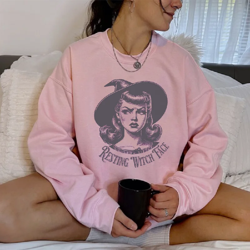 Resting Witch Face Retro Women's Halloween Sweatshirt