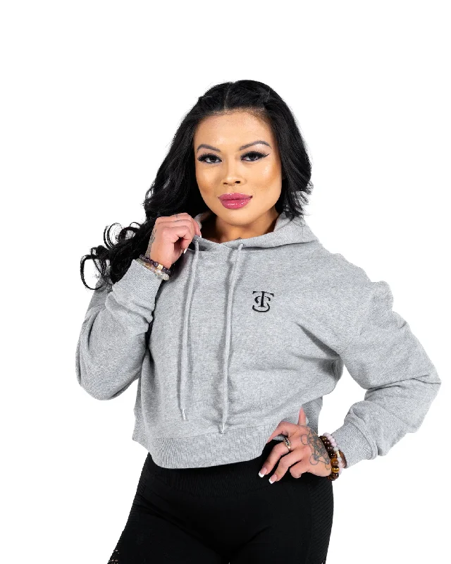 Icon Crop Hoodie - Athletic Heather