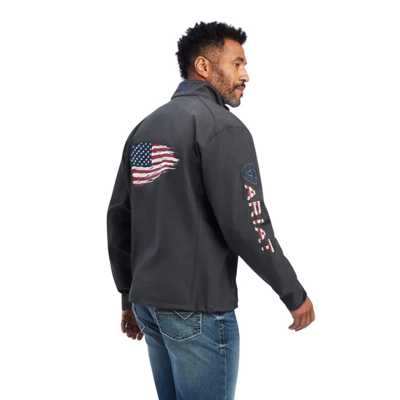 Ariat® Men's Logo 2.0 Patriot Charcoal Softshell Jacket 10041439