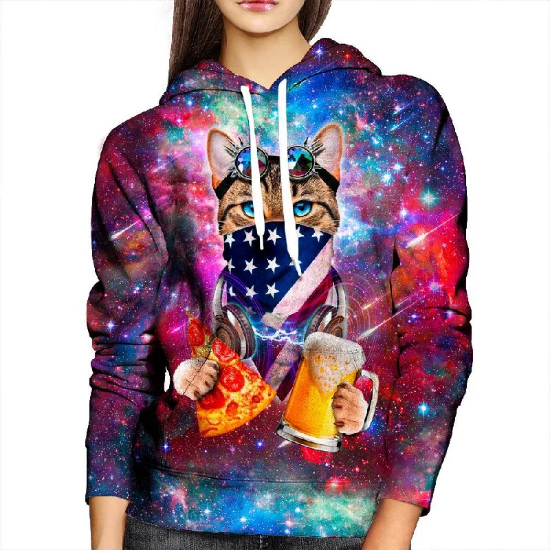 USA Rave Cat Womens Hoodie