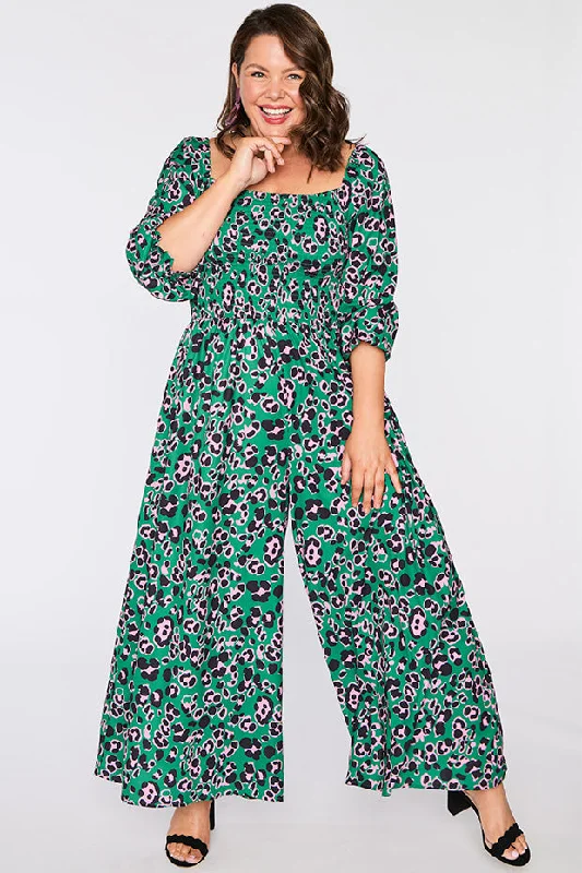 Kiki Green Leopard Jumpsuit