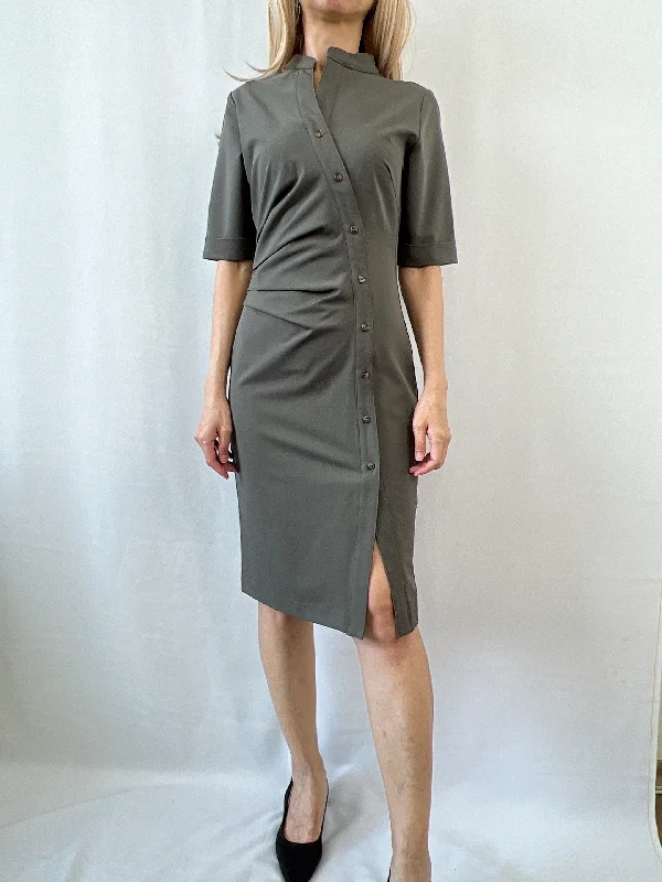 Beta Fitted Shirt Dress in Olive