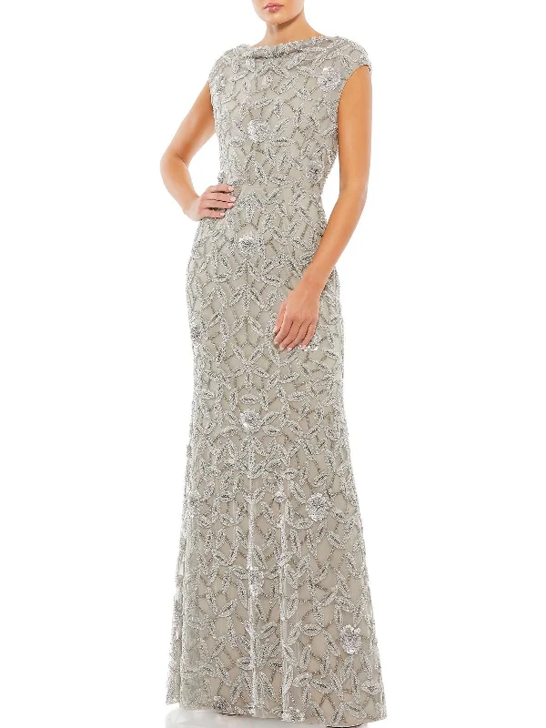 Womens Sequined Maxi Evening Dress