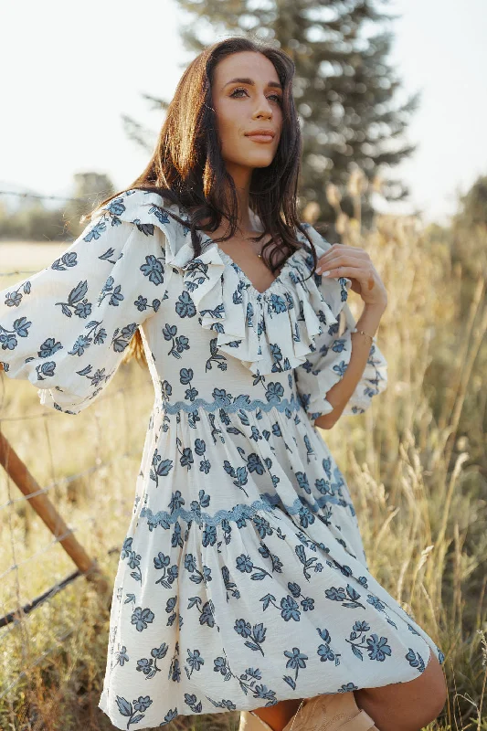 Falling For Blue Floral Dress