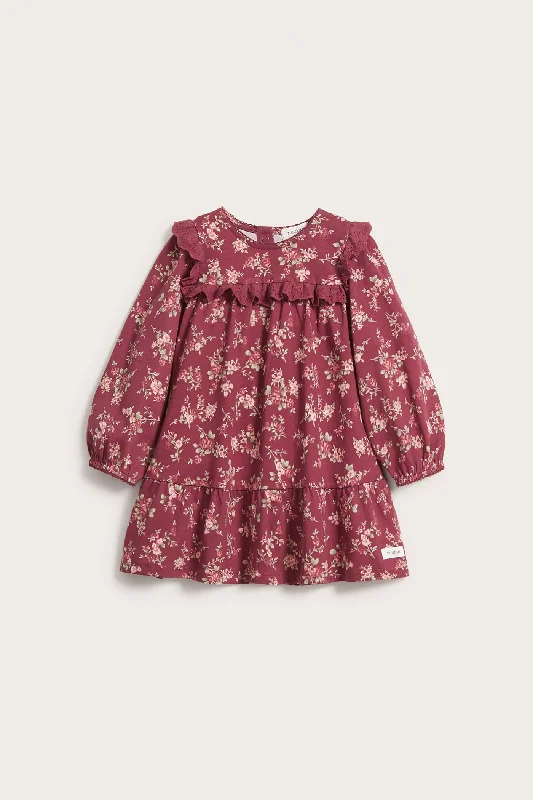 Baby red floral jersey dress