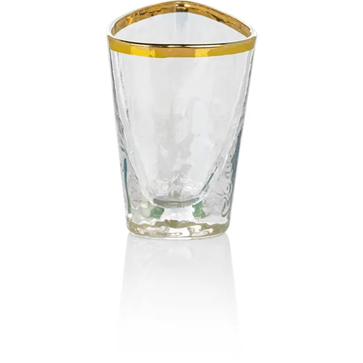 Kampari Triangular Shot Glasses with Gold Rim, Set of 6