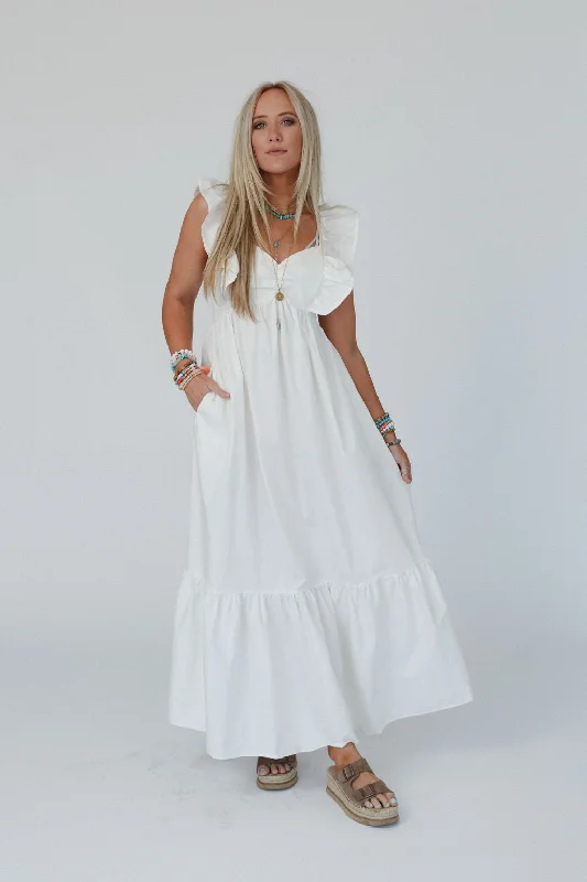 Erin Tiered Maxi Dress - White