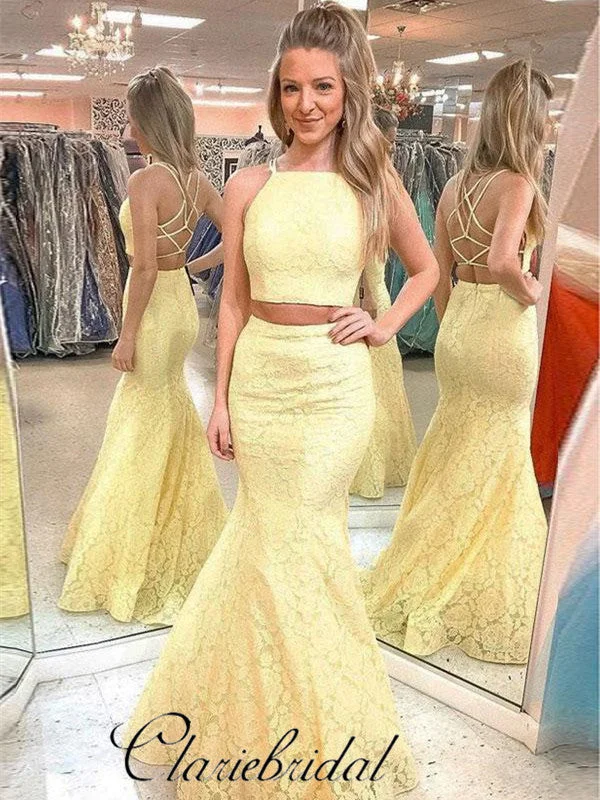 Don’t Miss Out 2 Pieces Yellow Lace Prom Dresses, Mermaid Prom Dresses, Popular Prom Dresses Don’t Miss Out 2 Pieces Yellow Lace Prom Dresses, Mermaid Prom Dresses, Popular Prom Dresses