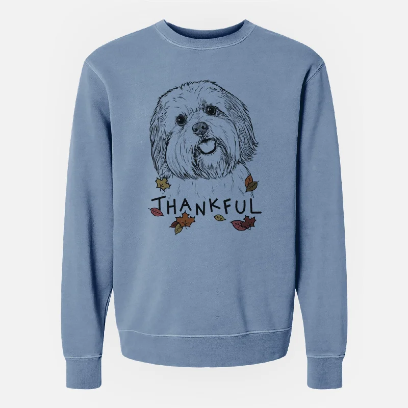 Thankful Nikka the Lowchen - Unisex Pigment Dyed Crew Sweatshirt