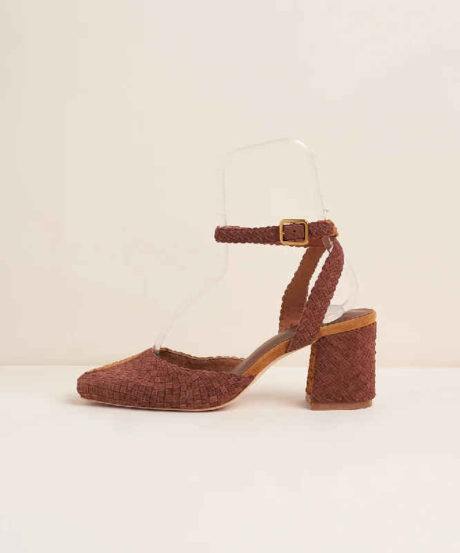 Toni Classy Woven Block Heel | Mocha