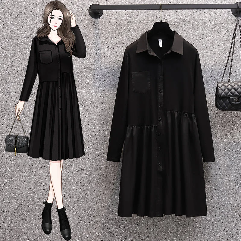 Plus Size Irregular Long Sleeve Shirt Dress