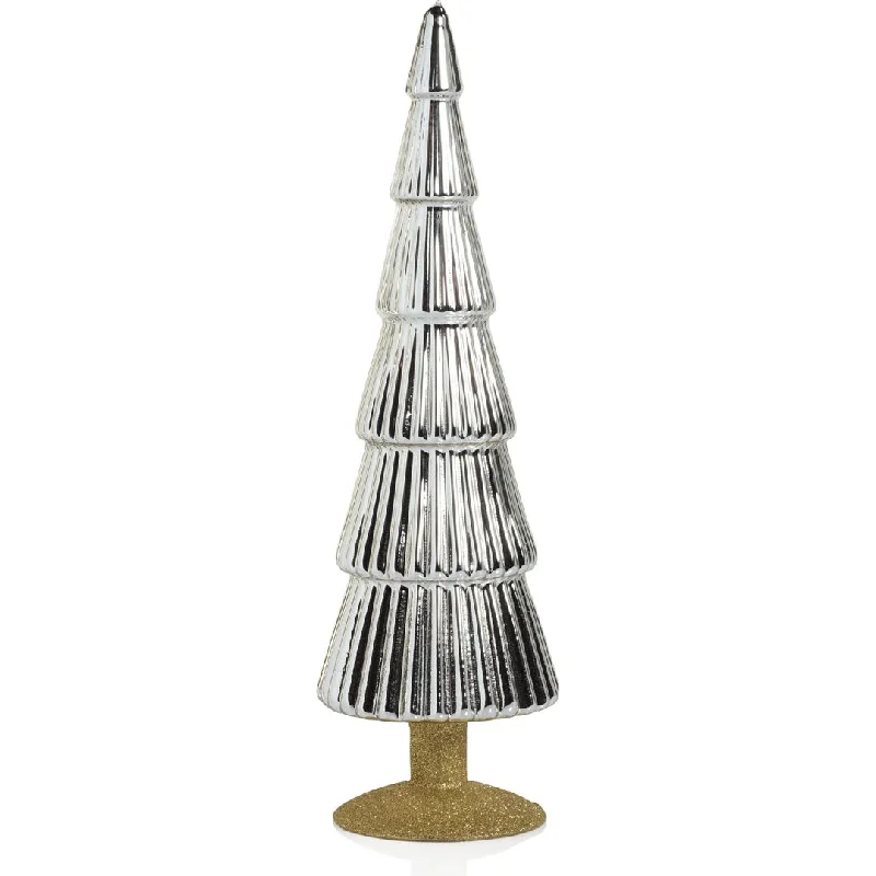 Dembe Silver Glass Tree on Gold Glitter Base, Set of 2