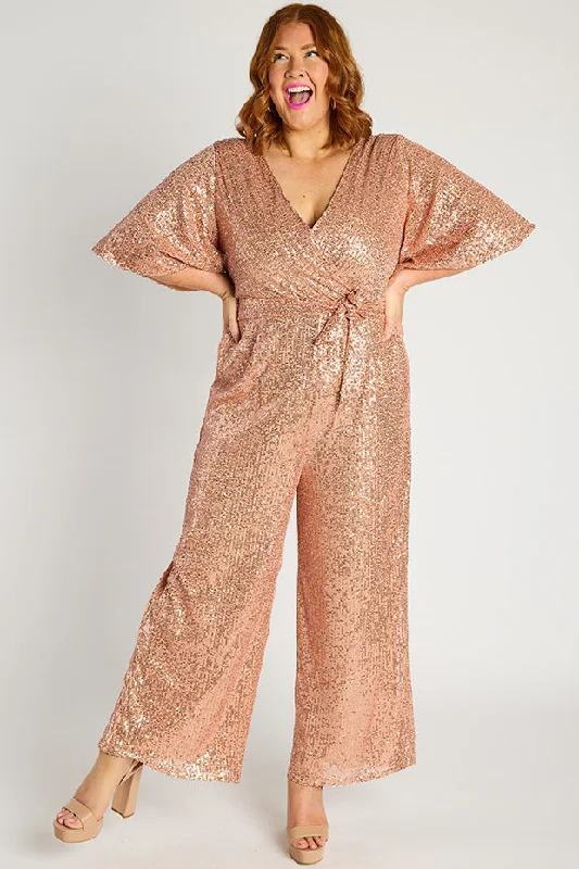 Skyla Rose Gold Sequins Party Jumpsuit