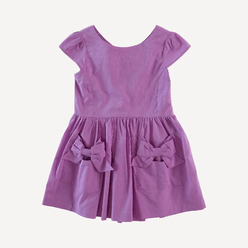 short sleeve back bow dress | jelly bean | organic cotton woven