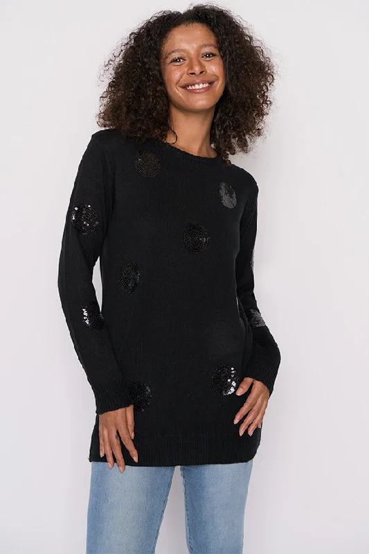 Monica Black Sequins Knit Jumper