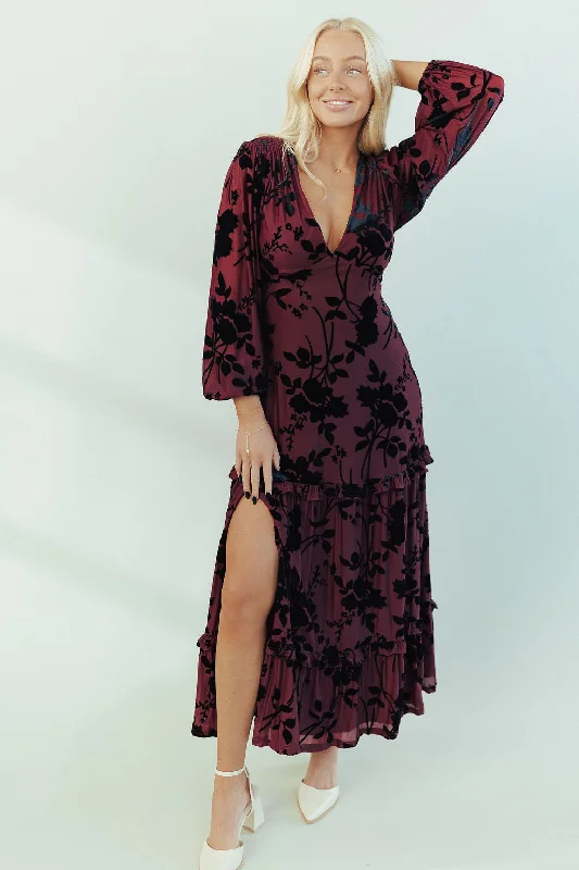 Date Night Velvet Maxi in Plum