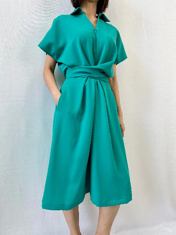 Media Tie Dress in Turquoise