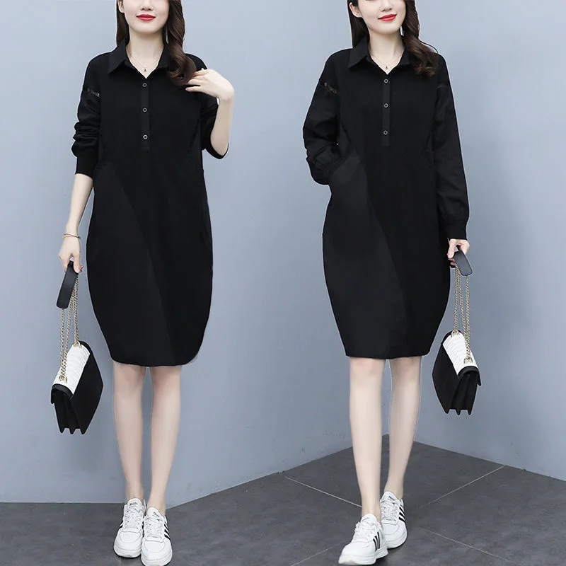 Plus Size Buttons Shirt Dress