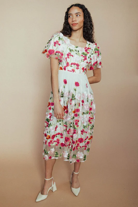 Rosie Posie Embroidered Midi