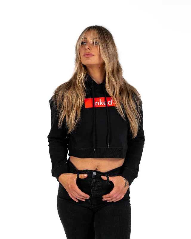 Inked Crop Hoodie - Black