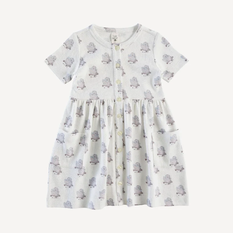 short sleeve button front pocket dress | duck pull toy | organic cotton interlock