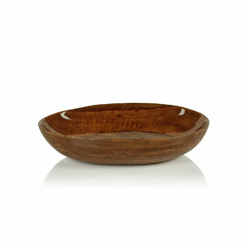 Prato Oval Mango Wood Bowl in Walnut Enamel