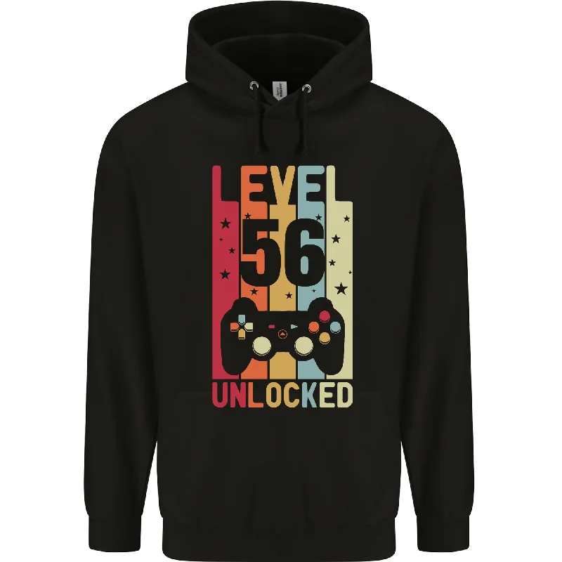 56th Birthday 56 Year Old Level Up Gaming Mens 80% Cotton Hoodie