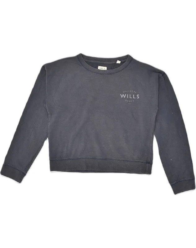 JACK WILLS Womens Sweatshirt Jumper UK 8 Small Navy Blue Cotton