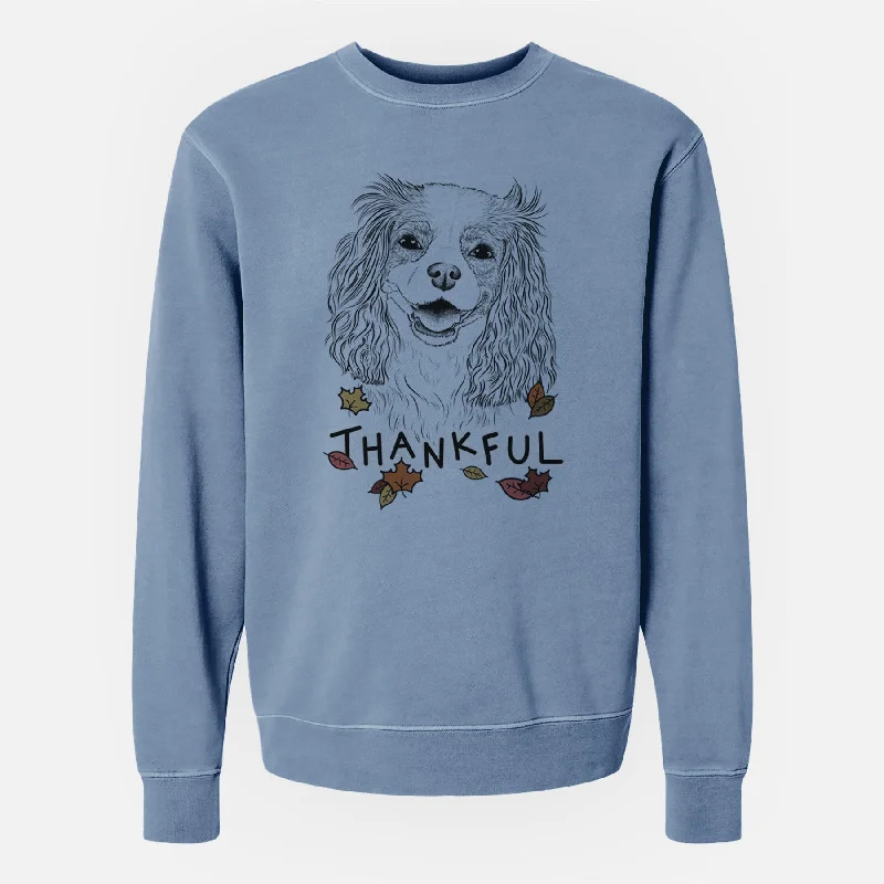 Thankful Halley Comet the Cavalier King Charles Spaniel - Unisex Pigment Dyed Crew Sweatshirt