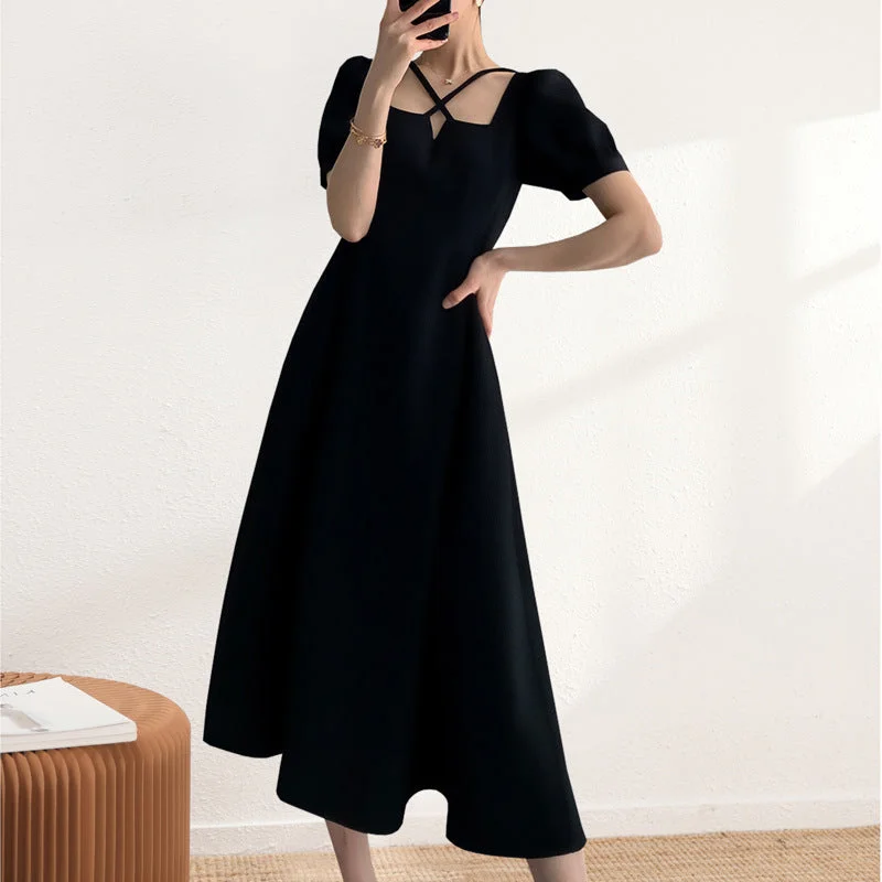 Plus Size Korean Square Neck Midi Dress