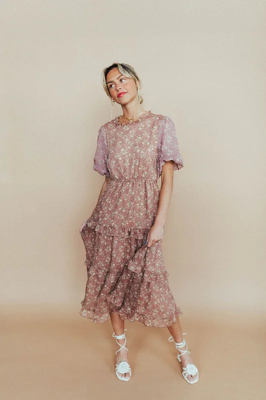 *Vienna Floral Midi in Mauve FINAL SALE