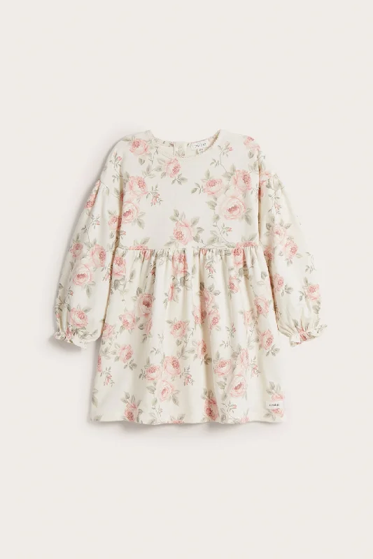 Kids' white rose pattern dress