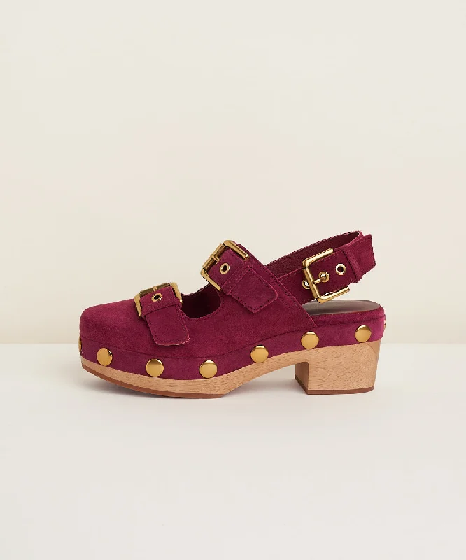 Louise Suede Slingback Low Heel Clog | Carmine