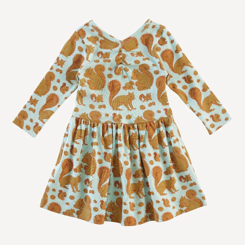 long sleeve twirl dress | squirrels | organic cotton interlock