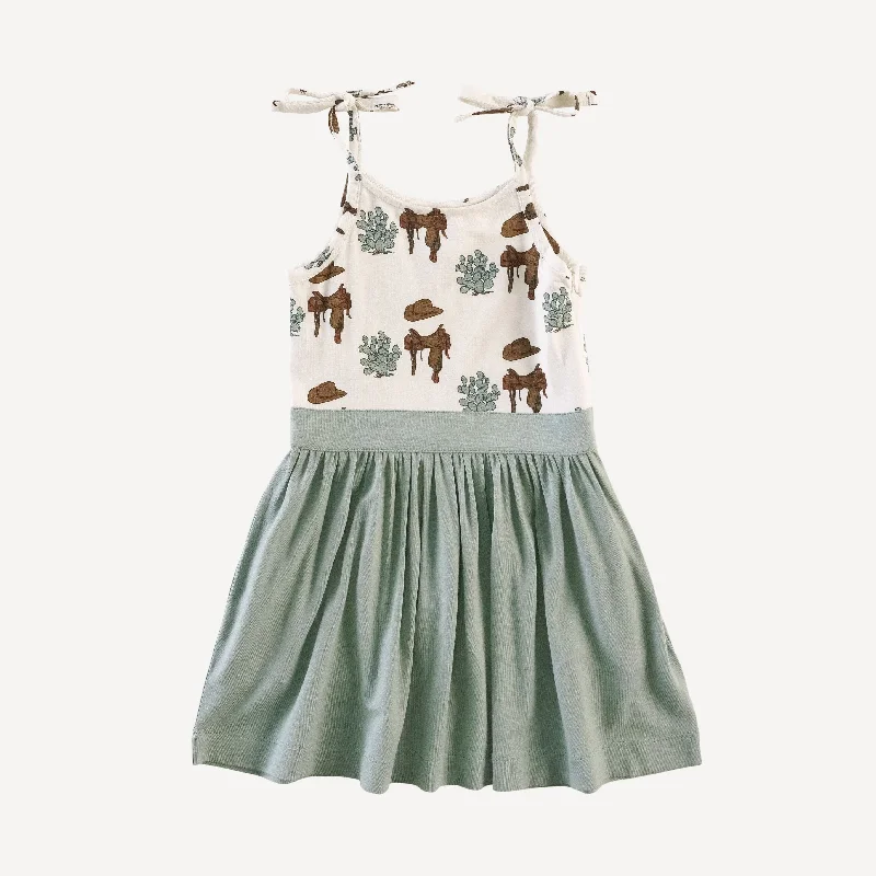 spaghetti tie full skirt ballet dress | cowboy hat & saddle | bamboo