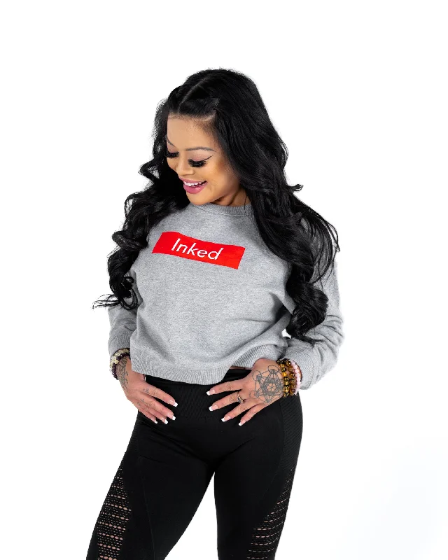 Inked Crop Crew Sweatshirt - Athletic Heather