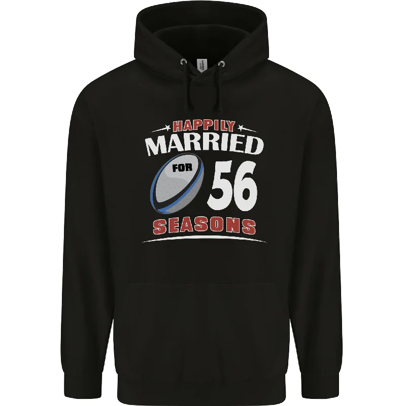 56 Year Wedding Anniversary 56th Rugby Mens 80% Cotton Hoodie