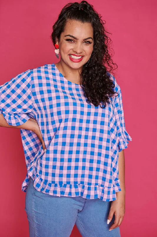 Clio Blue Check Blouse