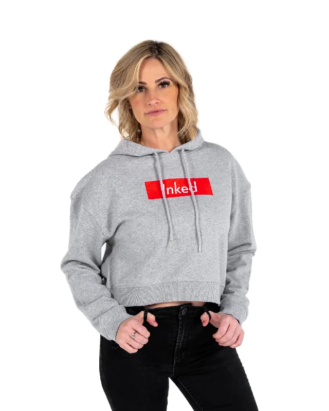 Inked Crop Hoodie - Athletic Heather