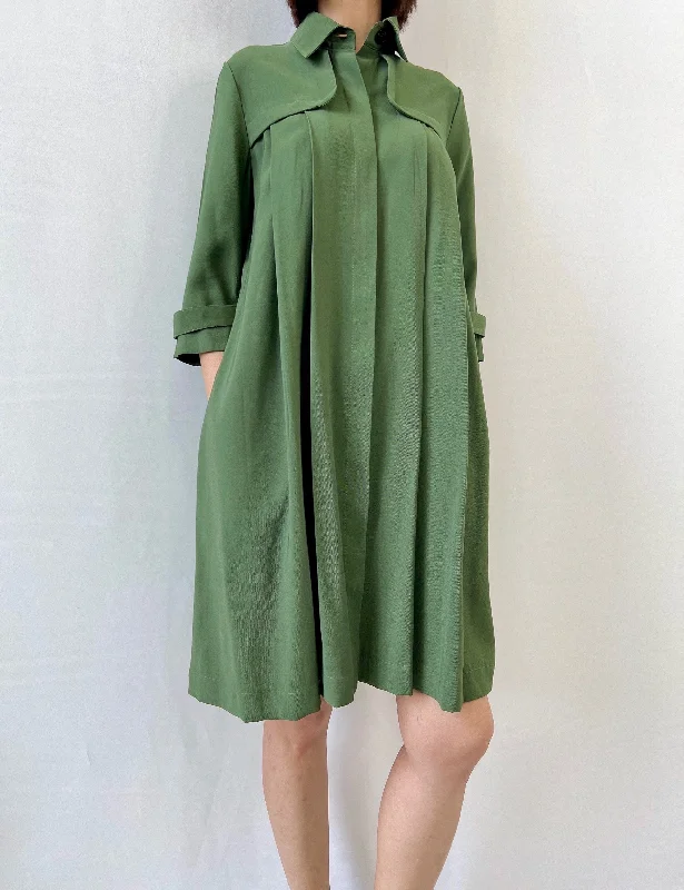 Hilly Shirt Dress in Dark Green