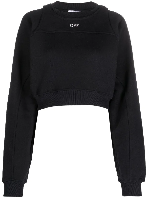 OFF-WHITE logo-print cropped cotton sweatshirt