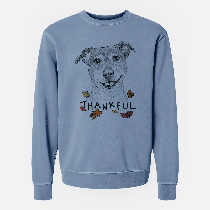 Thankful Reese the Mountain Cur - Unisex Pigment Dyed Crew Sweatshirt