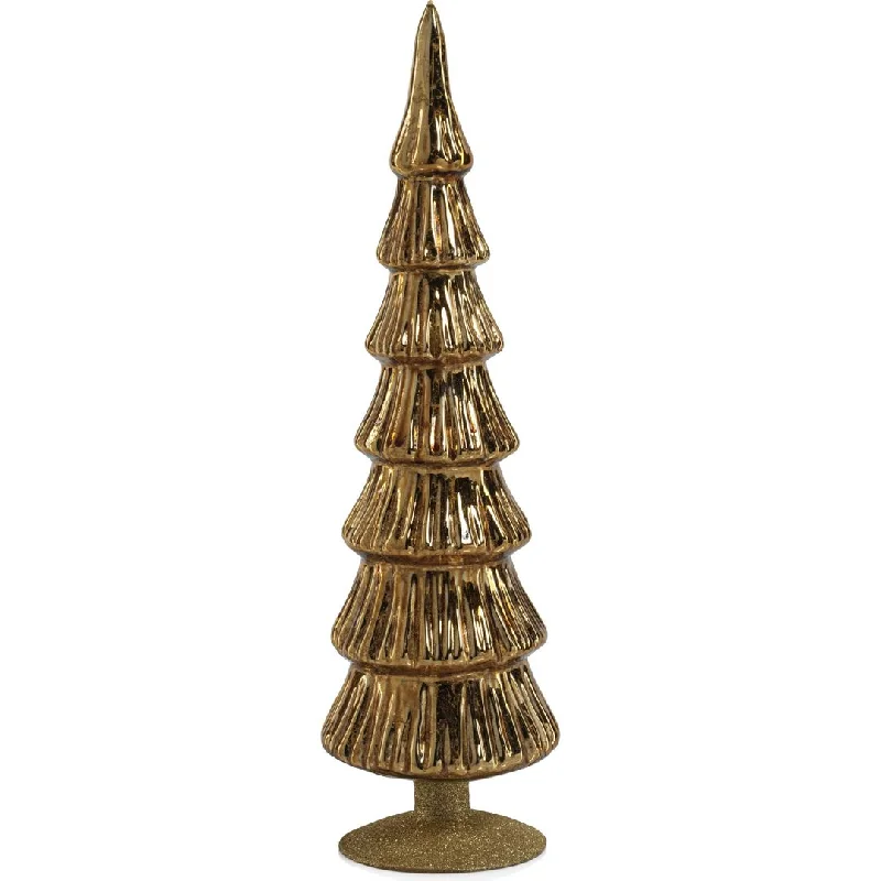 Merrigan Gold Glass Tree on Gold Glitter Base, Set of 2