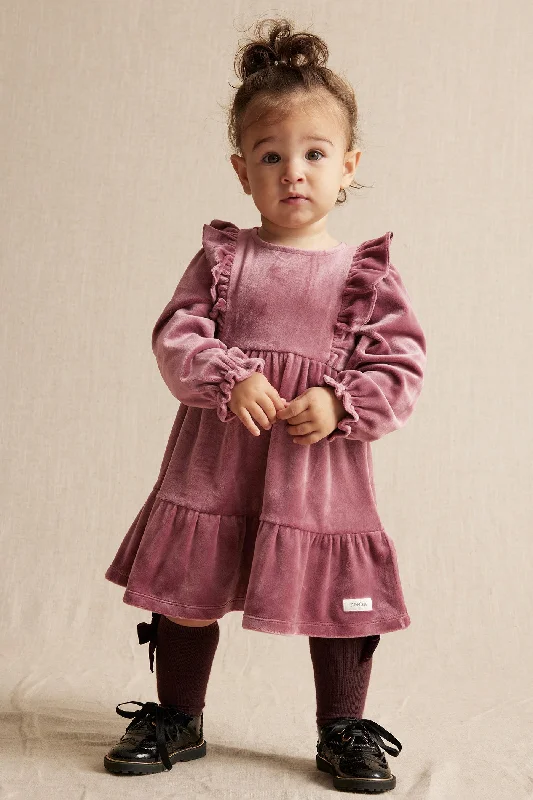 Baby lilac/red velour dress