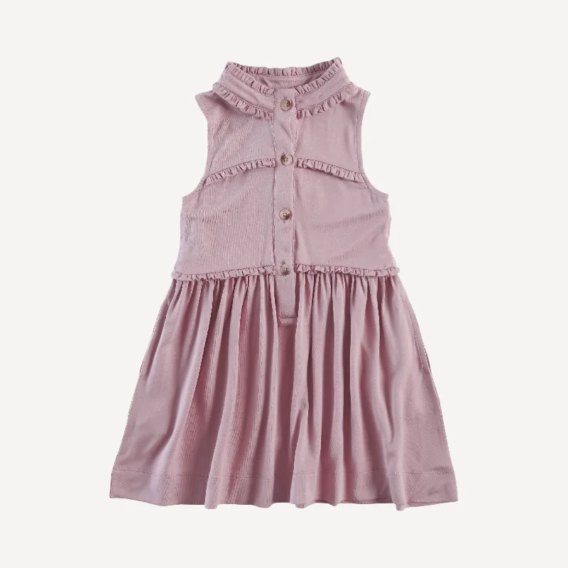 sleeveless tiny ruffle dress | rosewood | bamboo