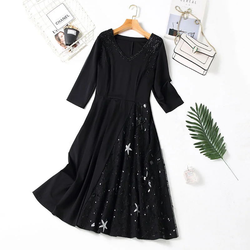 Plus Size Sequin Stars Midi Dress