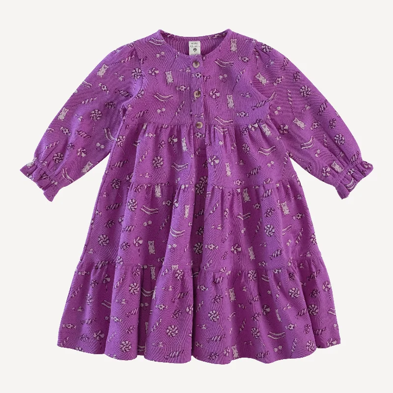 long sleeve prairie dress | plum candy | organic cotton interlock